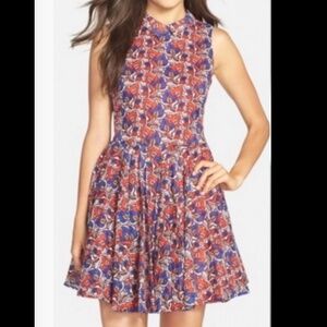 Kaya and Sloane Fit and Flare Collared Red White Blue Multi Dress Size S